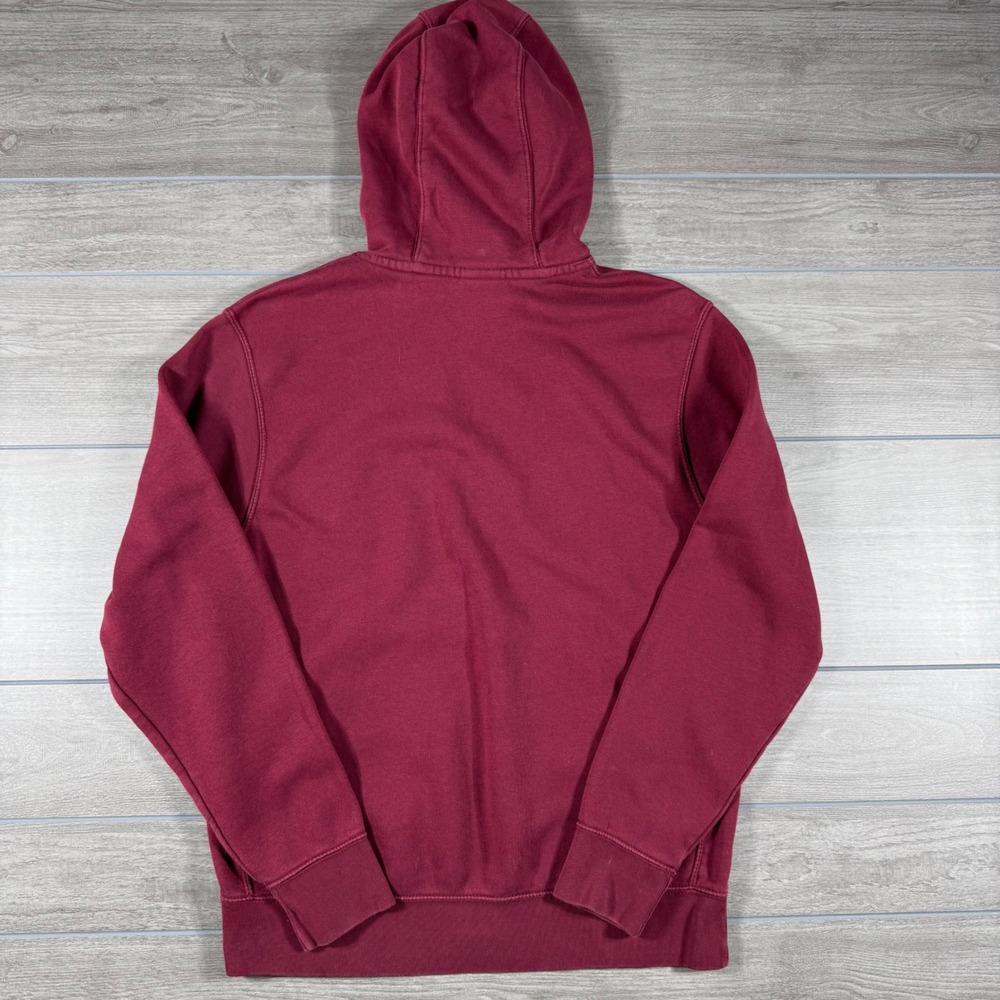 Nike Mens Club Fleece Hoodie Maroon Burgundy Pullover Sweatshirt Medium - Picture 2 of 6